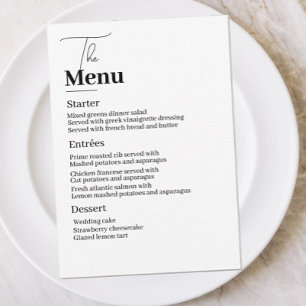 Simple Elegance for Your Wedding Menu Einladung
