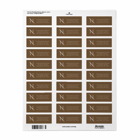 Simple Elegance Monogram Dark Brown Return Address (Vorne)