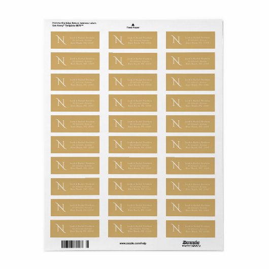 Simple Elegance Monogram Gold Return Address (Vorne)