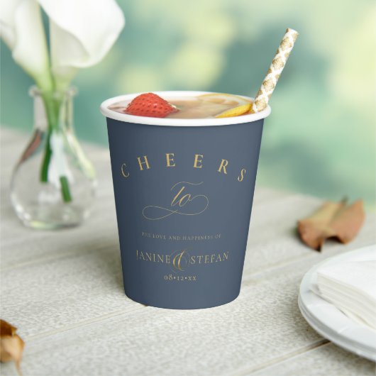 Simple Elegance Wedding Cheers Blue ID1022 Pappbecher (In Situ)