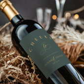 Simple Elegance Wedding Cheers Green ID1022 Weinetikett