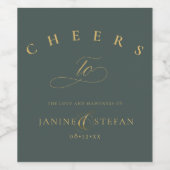 Simple Elegance Wedding Cheers Green ID1022 Weinetikett (Einzelnes Label)