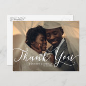 Simple Elegance Wedding Foto Vielen Dank Postcard Ankündigungspostkarte (Vorne/Hinten)