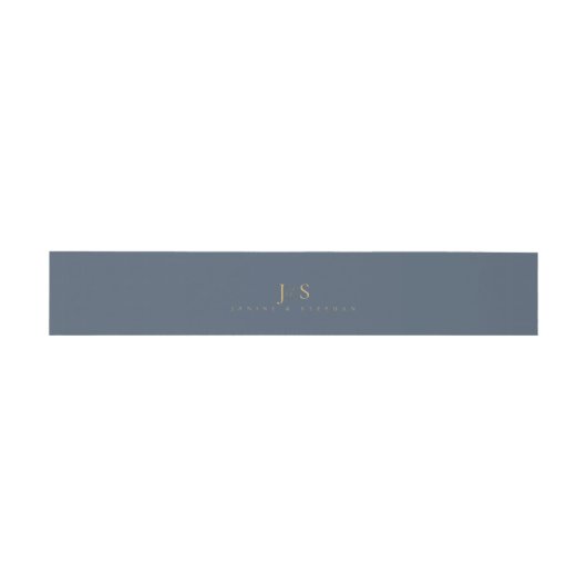 Simple Elegance Wedding Initials Blue ID1022 Einladungsbanderole (Flach)
