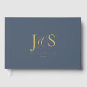 Simple Elegance Wedding Initials Blue ID1022 Gästebuch (Vorderseite)
