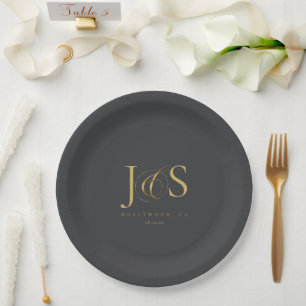 Simple Elegance Wedding Initials Charcoal ID1022 Pappteller