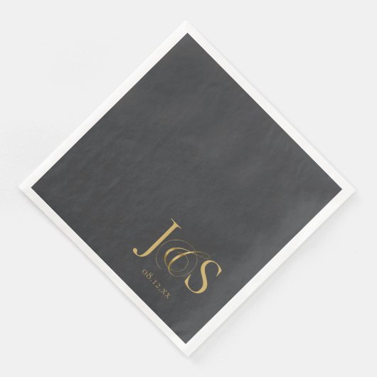 Simple Elegance Wedding Initials Charcoal ID1022 Serviette (Ecke)