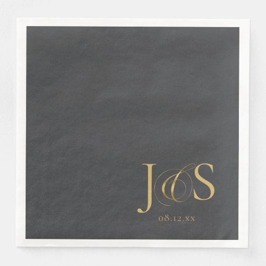 Simple Elegance Wedding Initials Charcoal ID1022 Serviette (Vorderseite)