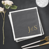 Simple Elegance Wedding Initials Charcoal ID1022 Serviette
