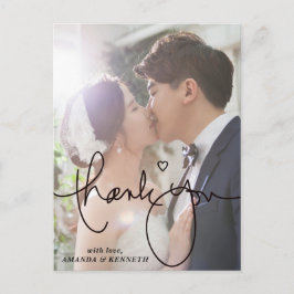 Simple Elegant 1 Foto Wedding Vielen Dank Postkarte