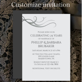 Simple Elegant 25th Wedding Anniversary Party Einladung