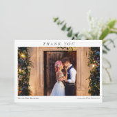 Simple Elegant 2 Photos Typography Message Wedding Dankeskarte (Stehend Vorderseite)