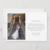 Simple Elegant 2 Photos Typography Message Wedding Dankeskarte (Rückseite)