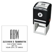 Simple Elegant 3 Initial Monogram Name Address #8 Permastempel (Beispiel)