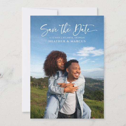 Simple Elegant 4-Photo Calligraphy QR Code (Vorderseite)