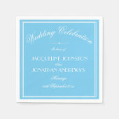 Simple Elegant Aqua Blue & White Script Wedding Serviette (Vorderseite)