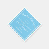Simple Elegant Aqua Blue & White Script Wedding Serviette (Ecke)