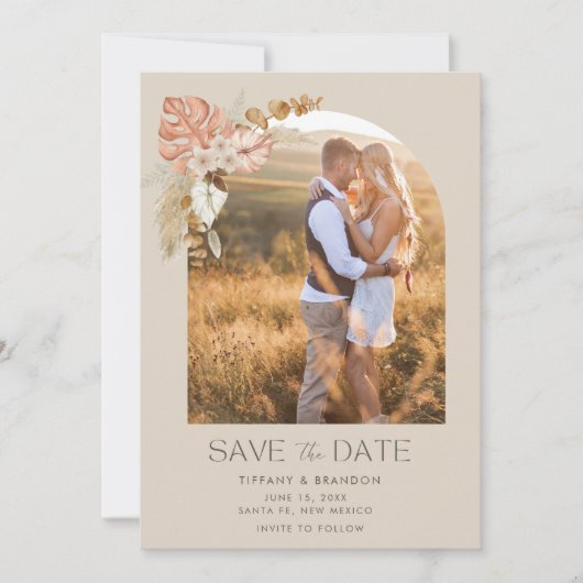Simple Elegant Arch Foto Boho Wedding Save The Date (Vorderseite)