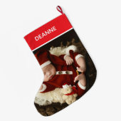 Simple Elegant Baby's First Christmas 1 Foto Großer Weihnachtsstrumpf (Rückseite (Hängend))