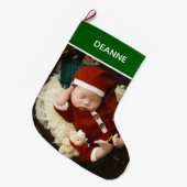 Simple Elegant Baby's First Christmas 1 Foto Großer Weihnachtsstrumpf (Vorderansicht (hängend))