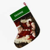 Simple Elegant Baby's First Christmas 1 Foto Großer Weihnachtsstrumpf (Rückseite (Hängend))