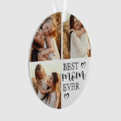 Simple Elegant Best Mom Ever Cute Photo Collage Ornament (Vorderseite)