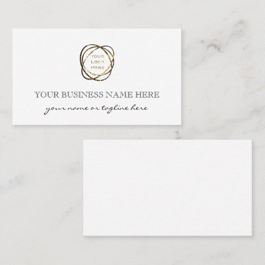 Simple Elegant Black Add Business Logo Custom   Visitenkarte (Vorne/Hinten)