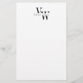 Simple Elegant Black and White Initials Briefpapier (Vorderseite)
