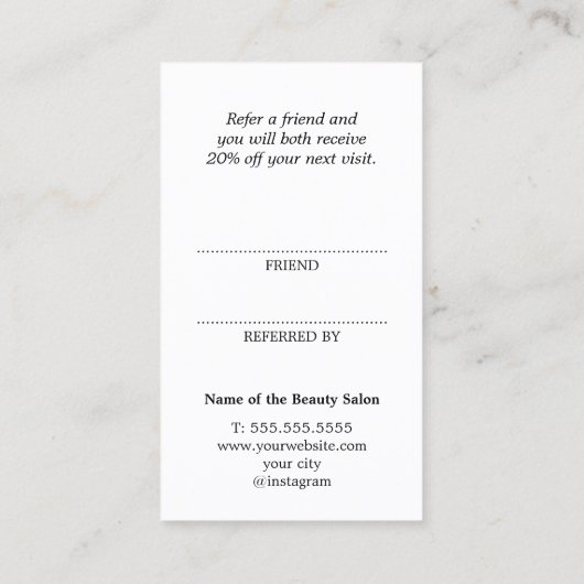Simple Elegant Black and White Referral Card (Rückseite)