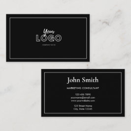 Simple Elegant Black and White with Logo Visitenkarte