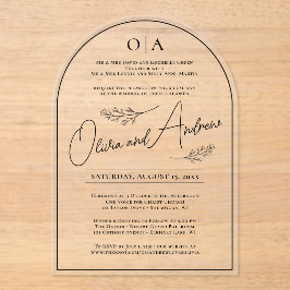 Simple Elegant Black Botanical Floral Arch Wedding Acryleinladungen