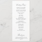 Simple elegant black calligraphy wedding program programm (Rückseite)