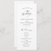Simple elegant black calligraphy wedding program programm (Vorne/Hinten)