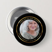 Simple Elegant Black & Gold Celebration of Life Button (Vorne & Hinten)