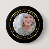 Simple Elegant Black & Gold Celebration of Life Button (Vorderseite)