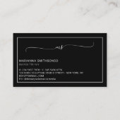 Simple Elegant Black Minimalist Two Monogram Visitenkarte (Rückseite)