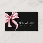 Simple Elegant Black Pink Bow QR Code Visitenkarte (Vorderseite)