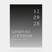 Simple Elegant Black Transparent Wedding Acrylschild (Vorderseite)