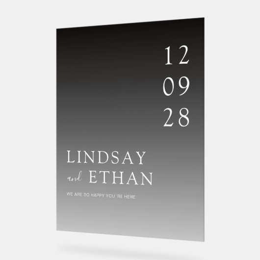 Simple Elegant Black Transparent Wedding Acrylschild (Winkel)