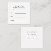 Simple Elegant Black & White Appointment Card Terminkarte (Vorne/Hinten)