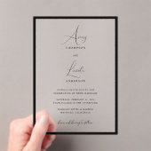 Simple Elegant Black & White Border Script Wedding Acryleinladungen (Insitu (Handheld))