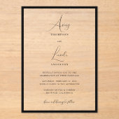 Simple Elegant Black & White Border Script Wedding Acryleinladungen (Vorderseite)