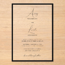 Simple Elegant Black & White Border Script Wedding Acryleinladungen