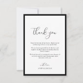 Simple Elegant Black & White Border Script Wedding Dankeskarte (Vorderseite)