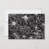 Simple Elegant Black White Floral QR Code Wedding RSVP Karte (Rückseite)