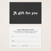 Simple Elegant Black White Gift Certificate (Vorne & Hinten)