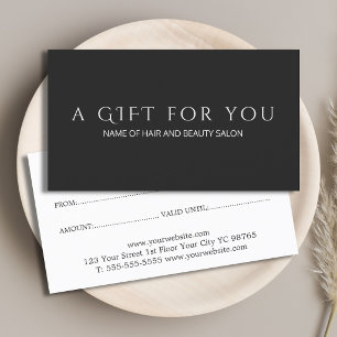 Simple Elegant Black White Gift Certificate Rabattkarte