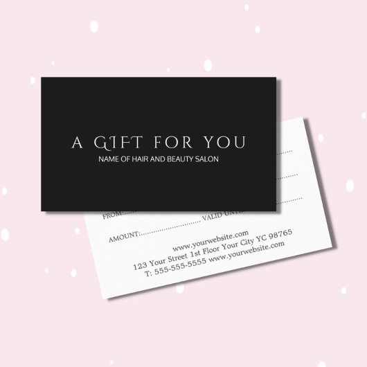 Simple Elegant Black White Gift Certificate Rabattkarte