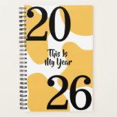 Simple Elegant Black White Gold Bold Year Quote Planer (Vorderseite)