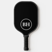 Simple Elegant Black White Monogram Custom Pickleb Pickleball Schläger (Vorderseite)